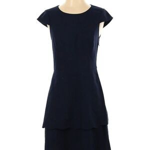 Truly Poppy Navy Blue Cap Sleeve High-LowL Dress cut out back size 0 classic LBD